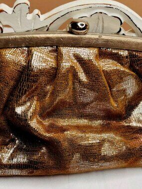 Luxury Vintage Bronze Metallic Clutch Bag – Statement Evening Piece